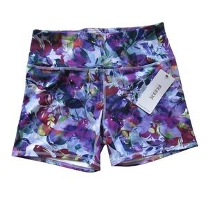 RBX Womens Purple Floral Active Shorts XL Gym Athletic Workout Activewear